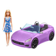 Barbie Doll And Purple Convertible Car 