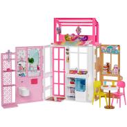 Barbie Dollhouse With 2 Levels and 4 Play Areas, Fully Furnished 