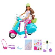 Barbie Fashionistas Travel Doll And Scooter With Pet Puppy and Accessories