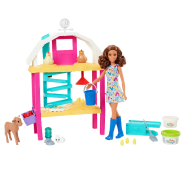 Barbie Hatch & Gather Egg Farm , Barbie Doll, Petite Brunette, Accessories