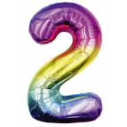 65cm Number 2 Ombre Rainbow Foil Balloon