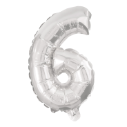 Air Filled 31cm Silver Foil Balloon Number 6