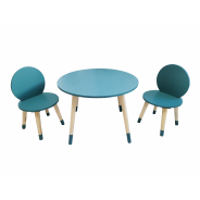 Blue Round Table  Chair - Set of 3