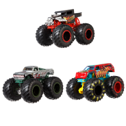Hot Wheels Monster Trucks 2-Pack, 1:64 Scale Vehicle with Giant Wheels and Die-Cast Car,Assortment